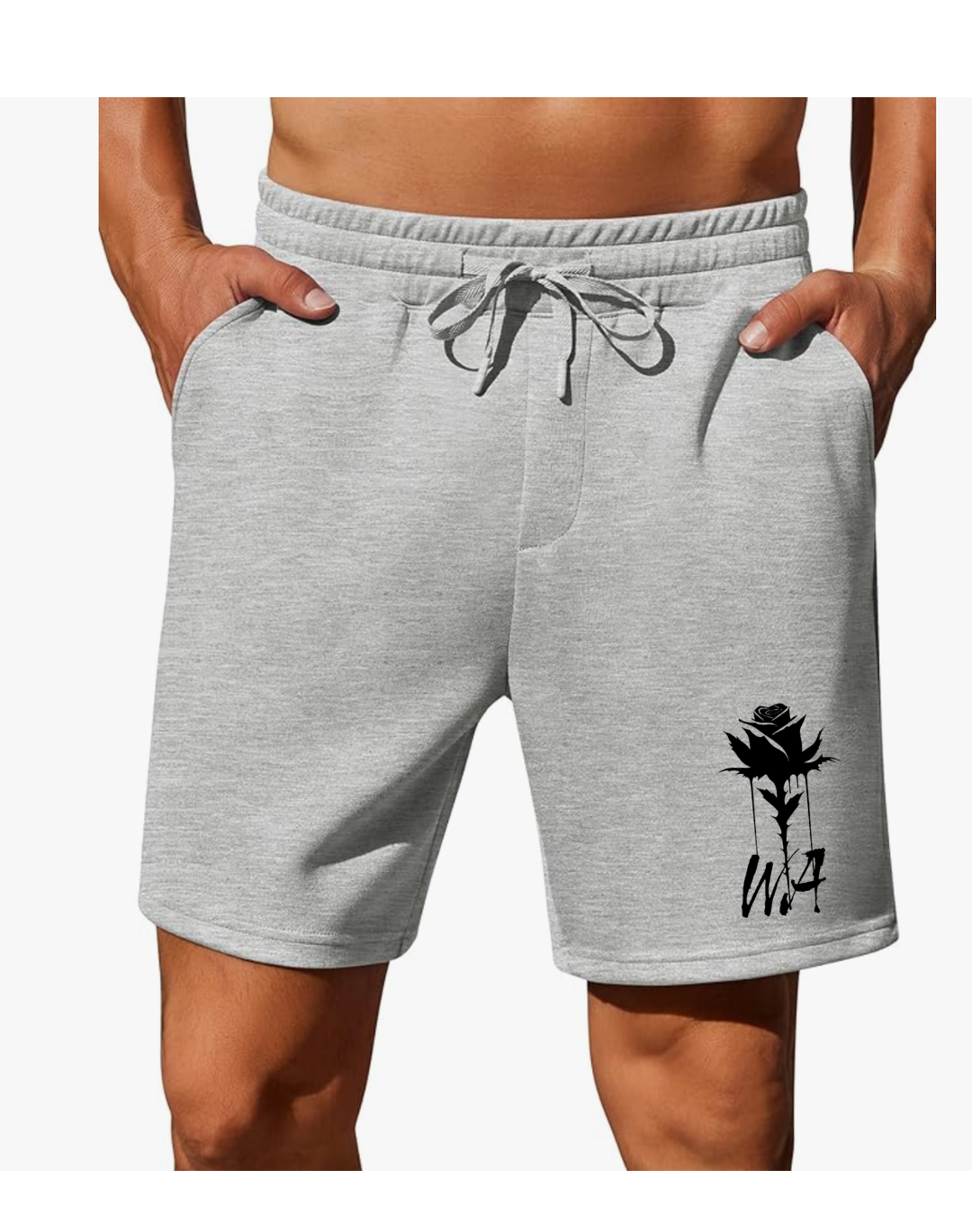 Men's Cotton Sweat Shorts Classic Thorned Rose Logo