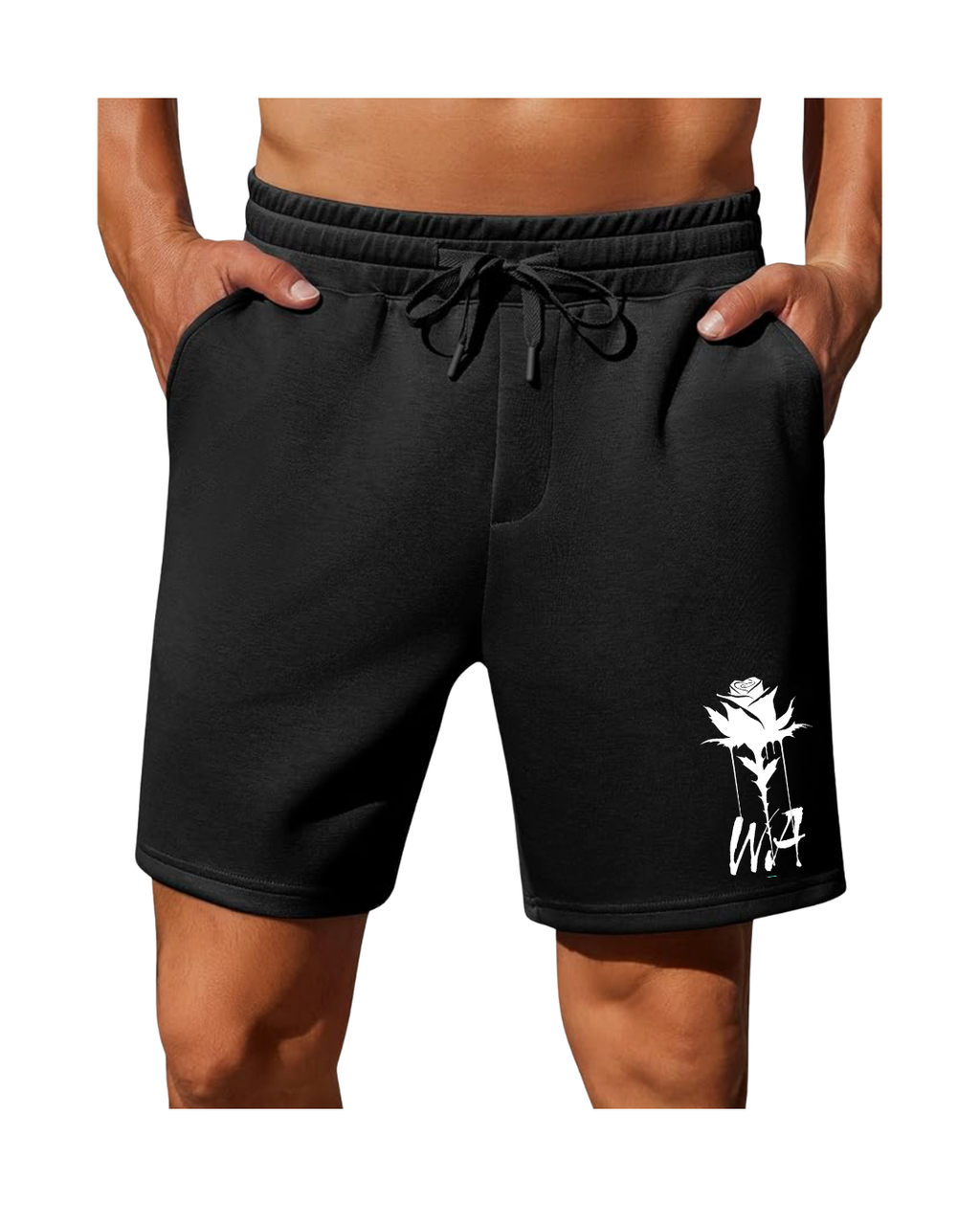 Men's Cotton Sweat Shorts Classic Thorned Rose Logo