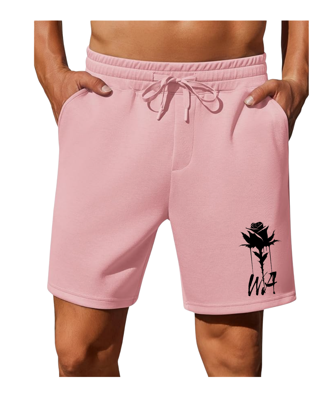 Men's Cotton Sweat Shorts Classic Thorned Rose Logo