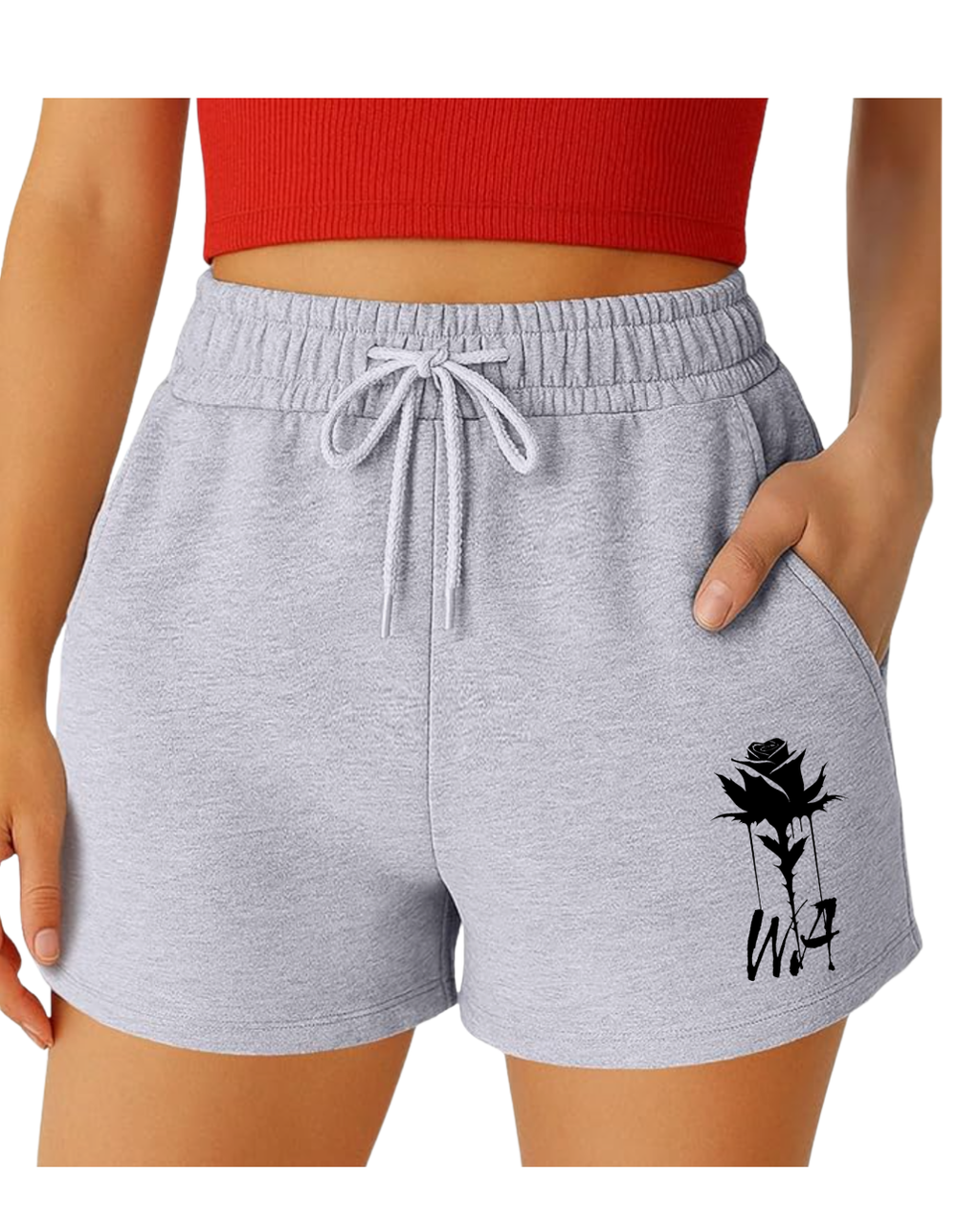 Women's Cotton Sweat Shorts Classic Thorned Rose Logo