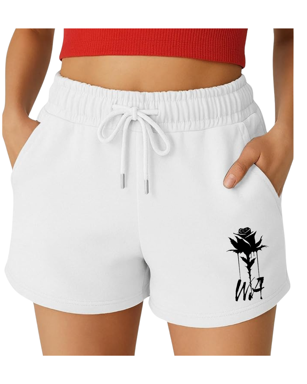 Women's Cotton Sweat Shorts Classic Thorned Rose Logo