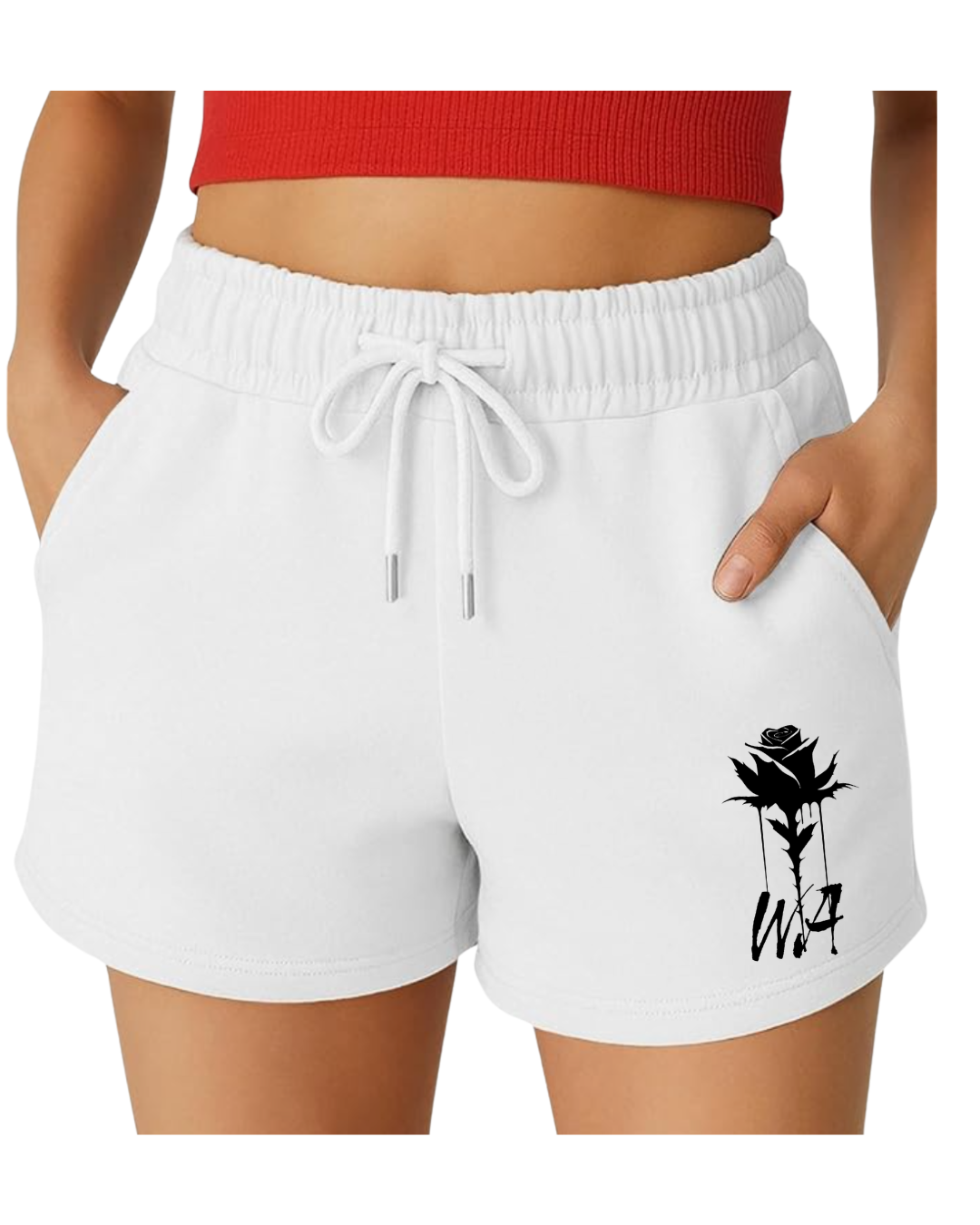 Women's Cotton Sweat Shorts Classic Thorned Rose Logo