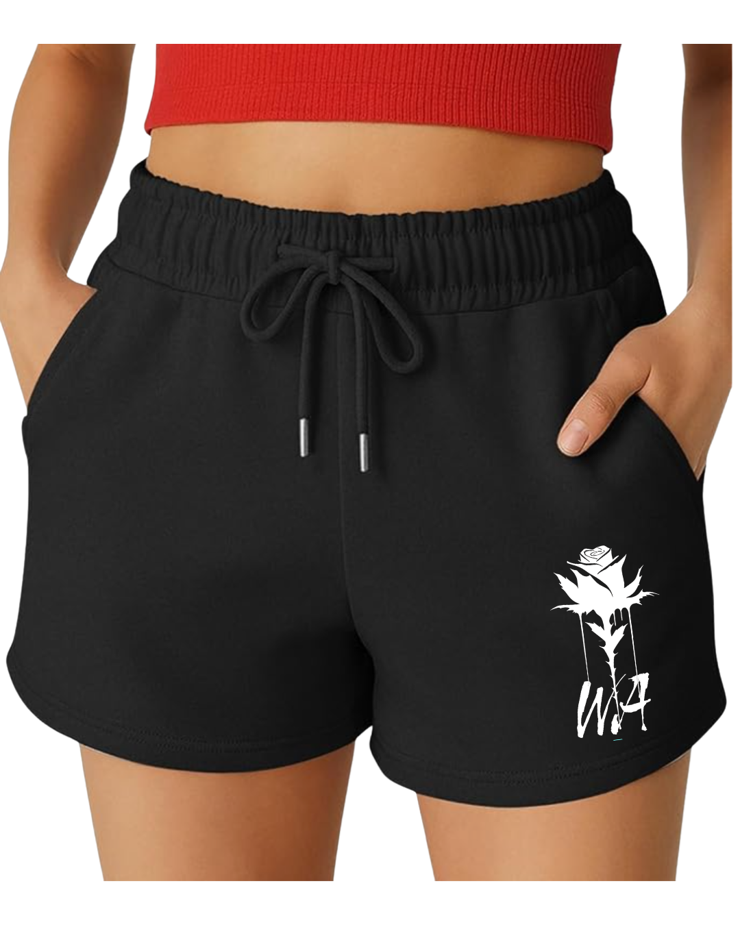 Women's Cotton Sweat Shorts Classic Thorned Rose Logo