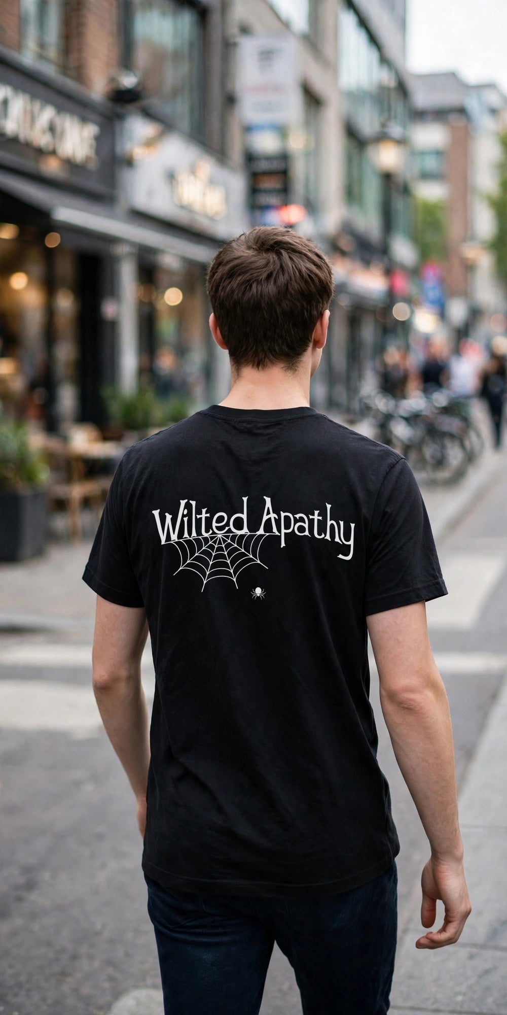 Spiderweb Tee back view - model